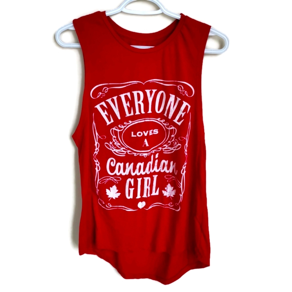 (3 for $25) Everyone Loves A Canadian Girl Cute Women Sleeveless Shirt - Size L